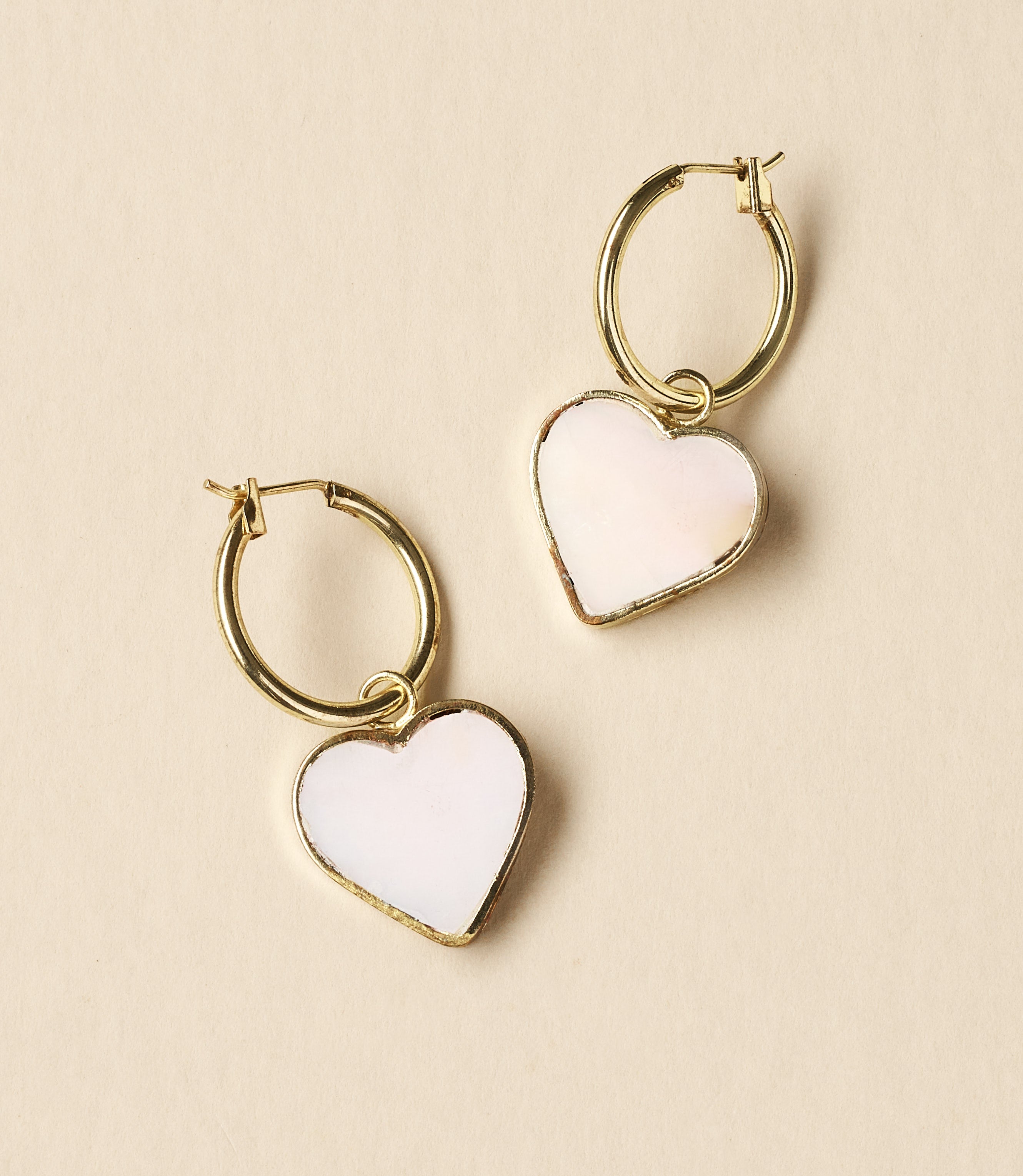 Rajani Hoop Heart Mother of Pearl Earrings